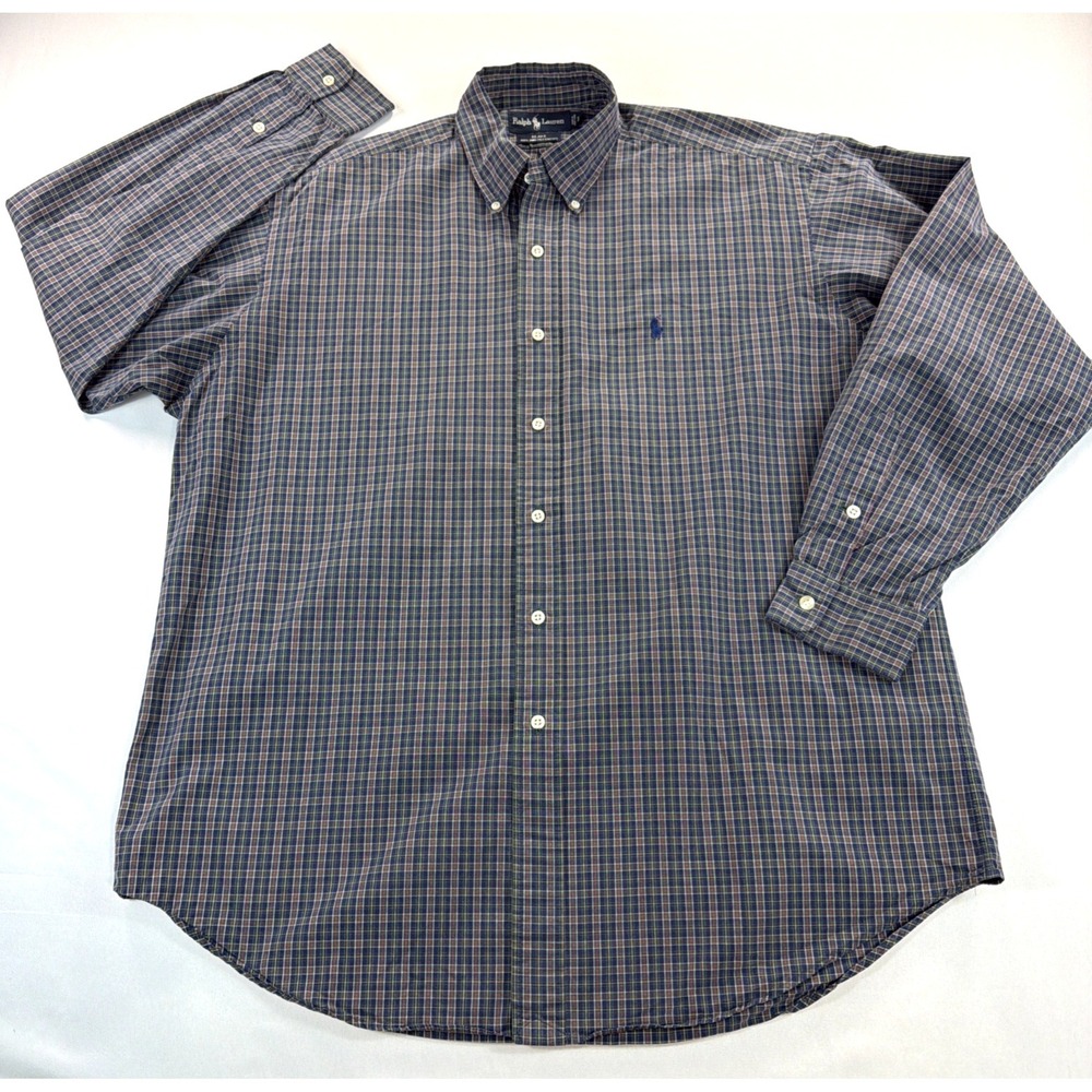 Polo Ralph Lauren Plaid Button Down Shirt Mens Large Classic Fit Cotton Casual